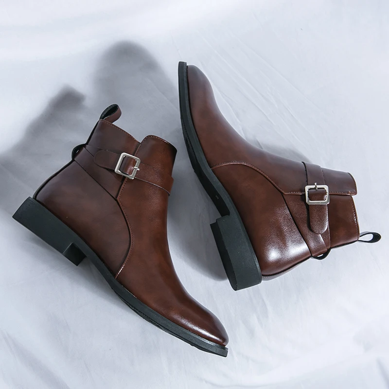 Men Formal Wear With Boots - Sepatu Bot Kulit Runcing Pria Perancang