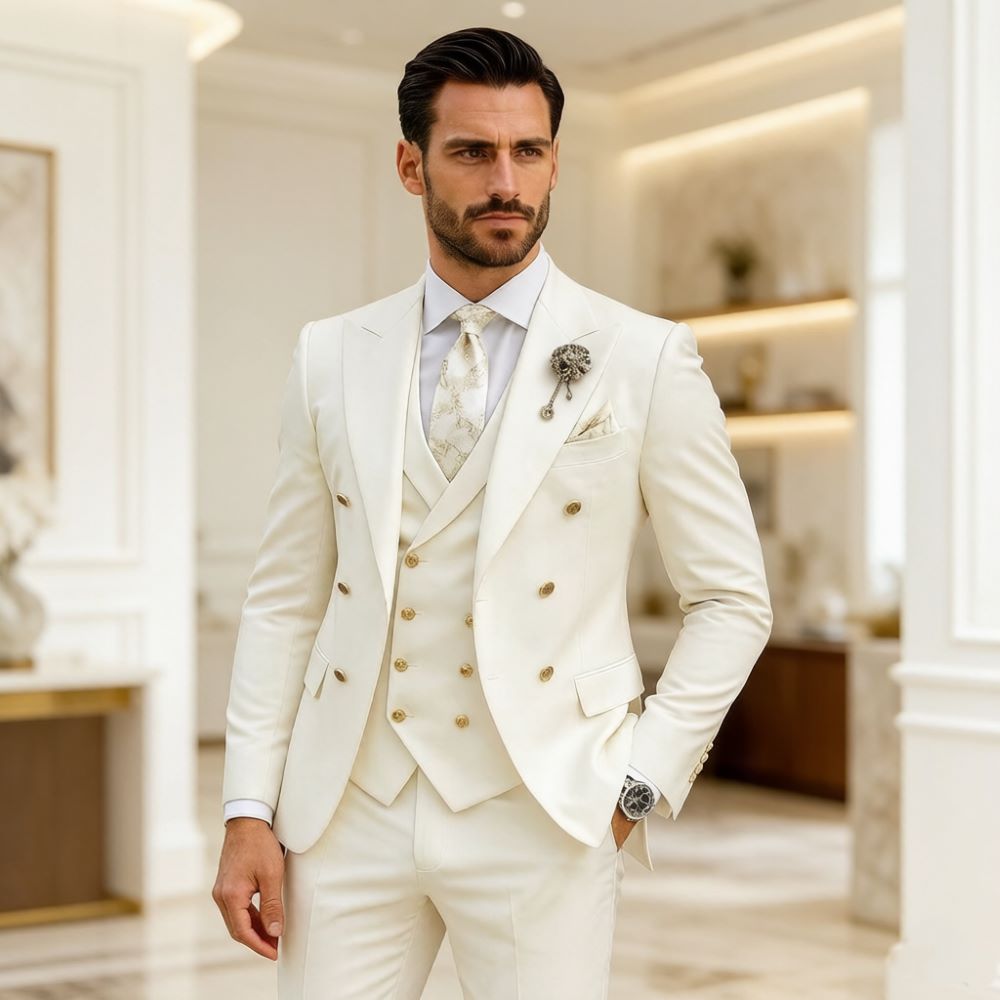 Men Formal Wear Modern - Jas Pengantin Pria Warna Ivory Slim