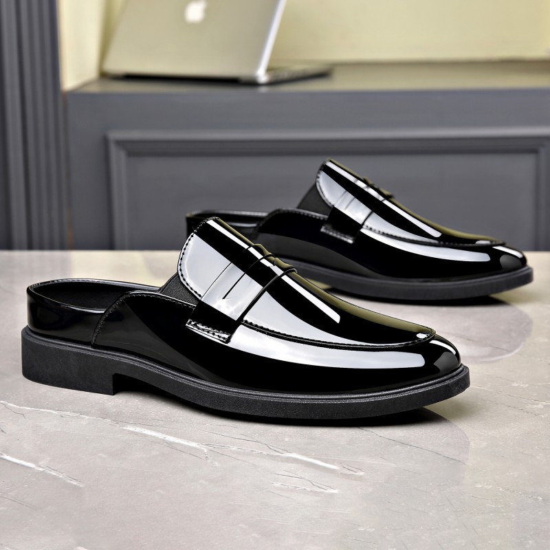 Sepatu Mules Kulit Paten Hitam - Formal Men Daily Wear Footwear ulasan dan harga