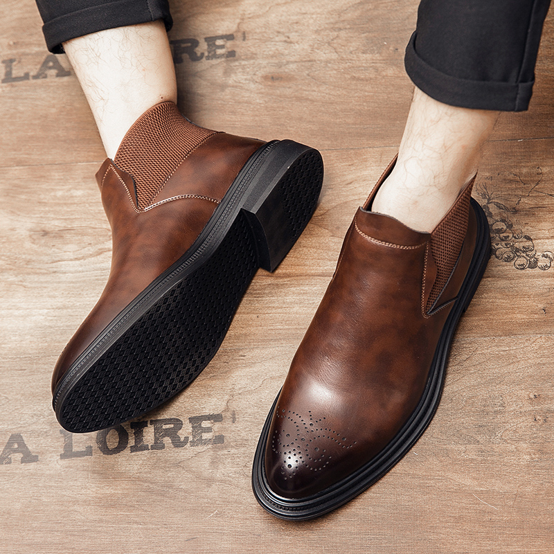 Sepatu kulit high-top serbagun - Men Formal Wear With Boots ulasan dan harga