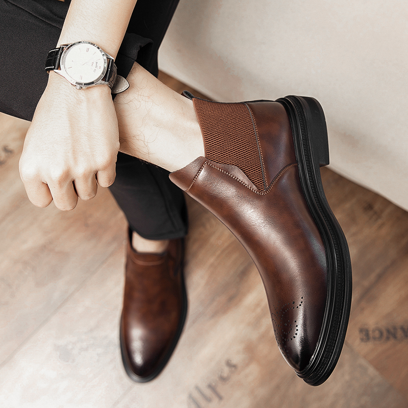 Sepatu kulit high-top serbagun - Men Formal Wear With Boots ulasan dan harga