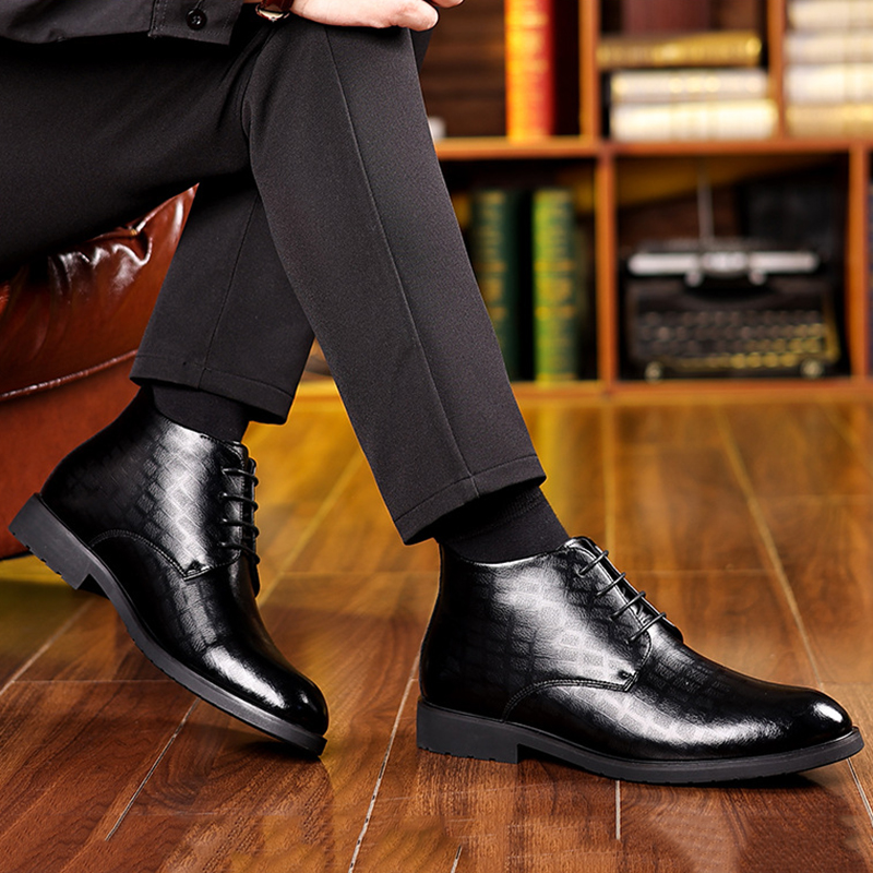 Sepatu bot kulit pria, sepatu  - Men Formal Wear With Boots ulasan dan harga